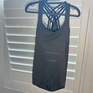 Lululemon WILD THING strappy open back sports bra Yoga tank dk gray black 8